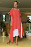 Pure Linen Jensen Two Piece Split Side Dress Small Watermelon